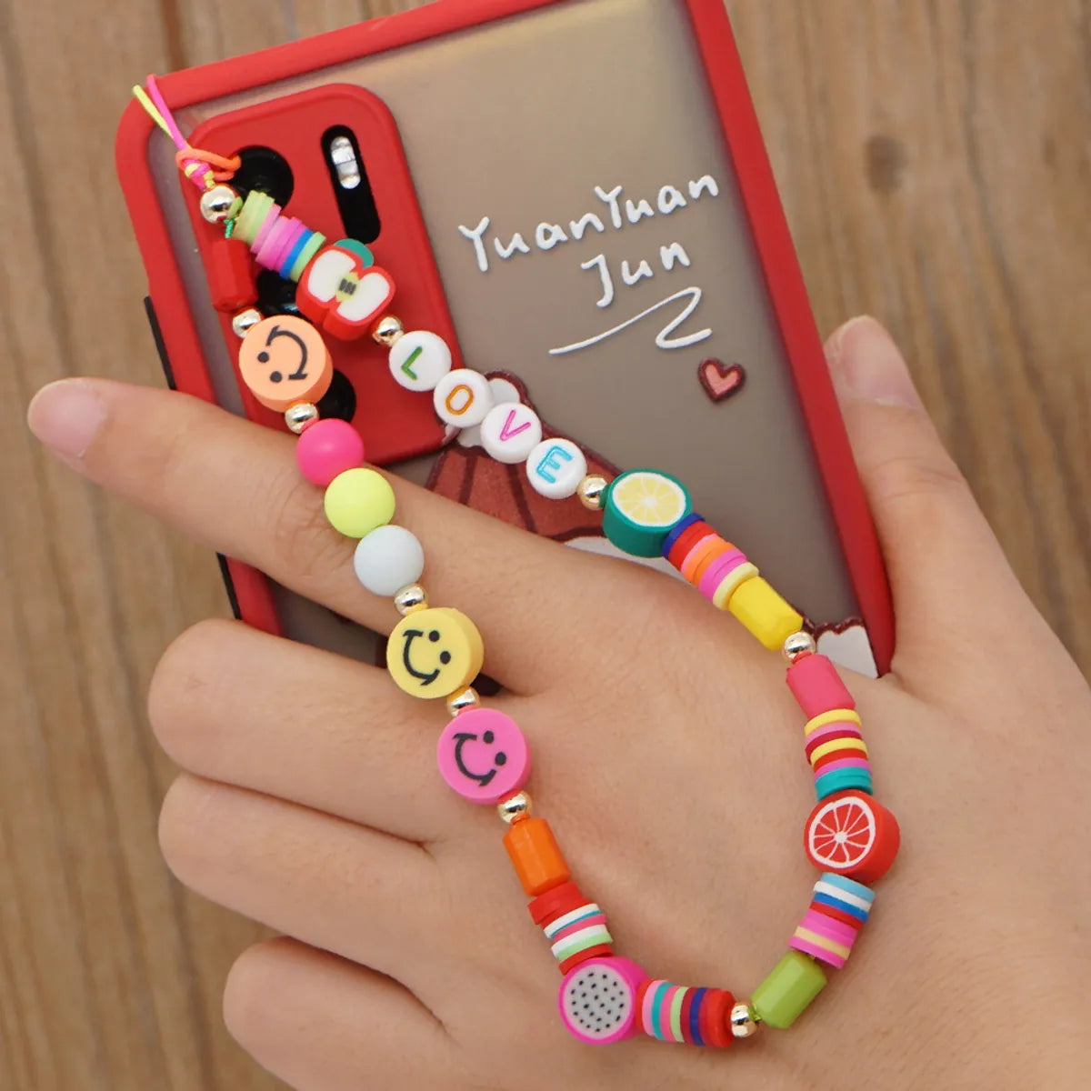 Korean Fashion Flower Smiling Face Pearl Anti-Lost Mobile Phone Lanyard