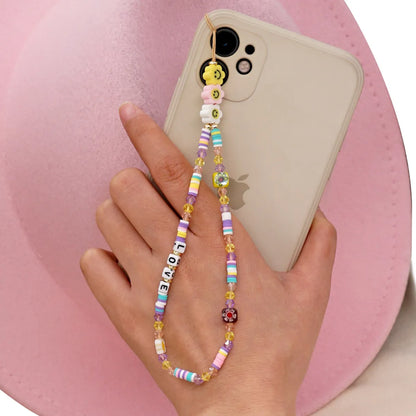 Korean Fashion Flower Smiling Face Pearl Anti-Lost Mobile Phone Lanyard