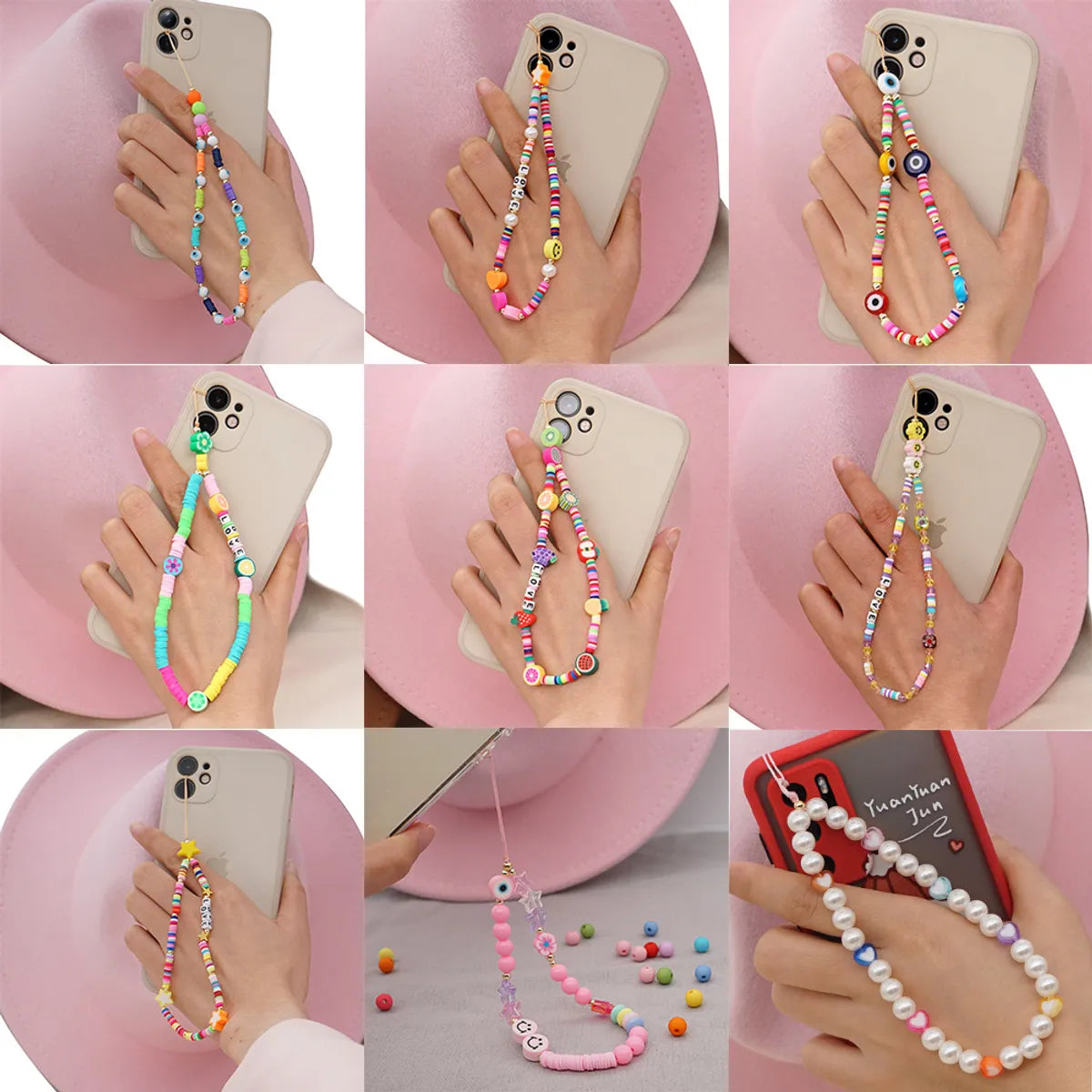 Korean Fashion Flower Smiling Face Pearl Anti-Lost Mobile Phone Lanyard