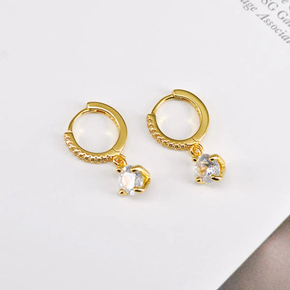 Korean Fashion Geometric Diamond Earrings Female Popular Simple Ear Buckle Wholesale