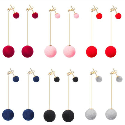 Korean Fashion Hair Ball Earrings