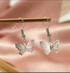 Korean Fashion New Butterfly Pendant Earrings Creative Retro Golden Frosted Metal Earrings Nihaojewely Wholesale