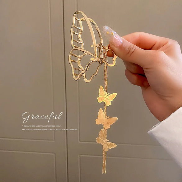 Korean Fashion Pearl Diamond-Encrusted Hair Shark Clip Hairpin Simple Hair Accessories