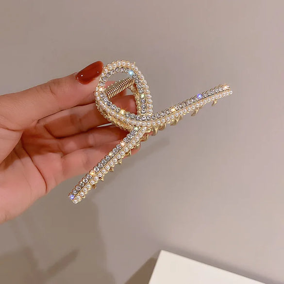Korean Fashion Pearl Diamond-Encrusted Hair Shark Clip Hairpin Simple Hair Accessories