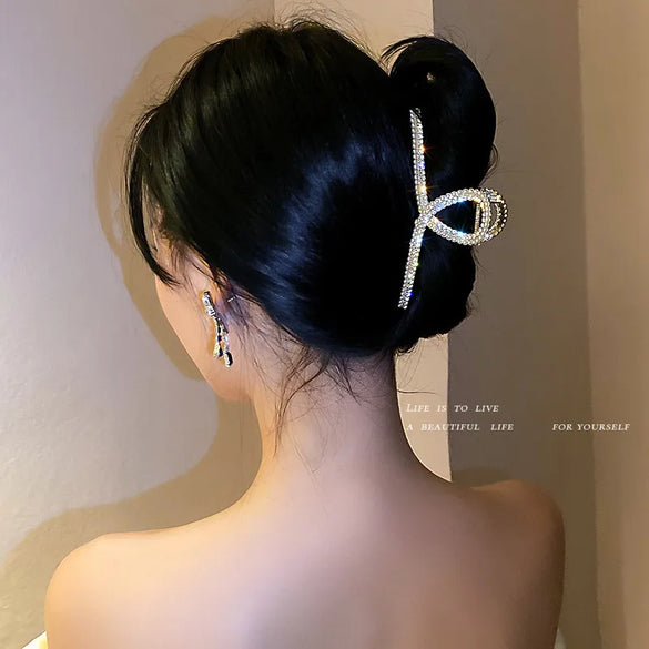 Korean Fashion Pearl Diamond-Encrusted Hair Shark Clip Hairpin Simple Hair Accessories