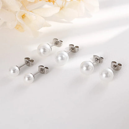 Korean Fashion Pearl Pendant Stainless Steel Earrings Set Wholesale Gooddiy