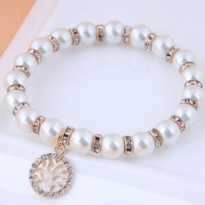 Korean Fashion Pendant Pearl Tree Of Life Bracelet