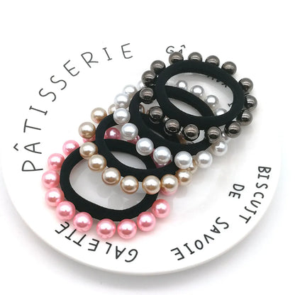 Korean Fashion  Beads Seamless Seam Multiple Pearl Hair Ring Simple Hair Scrunchies Wholesale Nihaojewelry