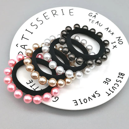 Korean Fashion  Beads Seamless Seam Multiple Pearl Hair Ring Simple Hair Scrunchies Wholesale Nihaojewelry