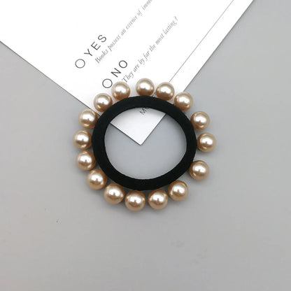 Korean Fashion  Beads Seamless Seam Multiple Pearl Hair Ring Simple Hair Scrunchies Wholesale Nihaojewelry