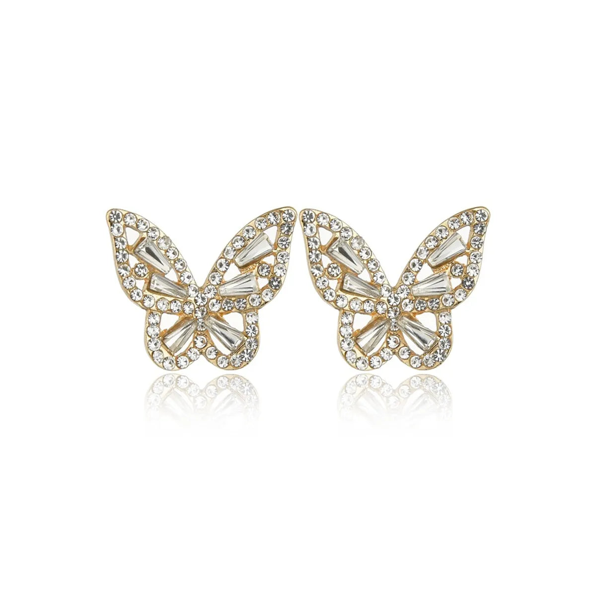 Korean Fashion Simple Full Diamond Butterfly Earrings