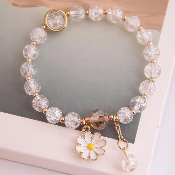Korean Fashion Simple Small Daisy Pendant Crystal Beads  Bracelet Wholesale Gooddiy