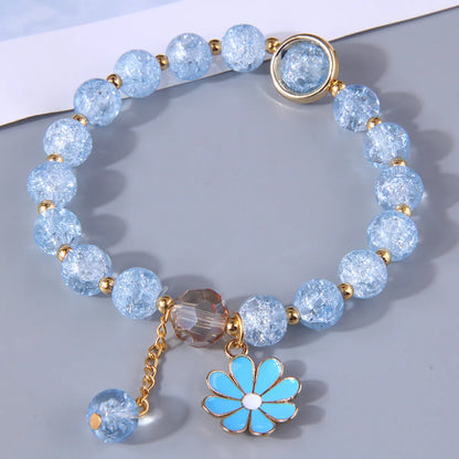 Korean Fashion Simple Small Daisy Pendant Crystal Beads  Bracelet Wholesale Nihaojewelry