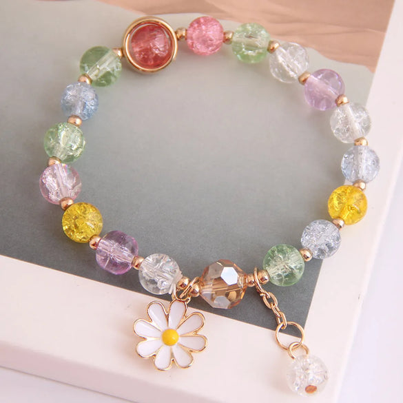Korean Fashion Simple Small Daisy Pendant Crystal Beads  Bracelet Wholesale Gooddiy