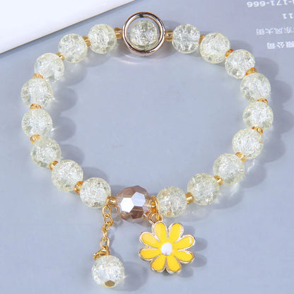 Korean Fashion Simple Small Daisy Pendant Crystal Beads  Bracelet Wholesale Nihaojewelry