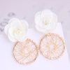 Korean Fashion Sweet Flower Metal Capture Mesh Stud Earrings Fahsion Jewelry Wholesale