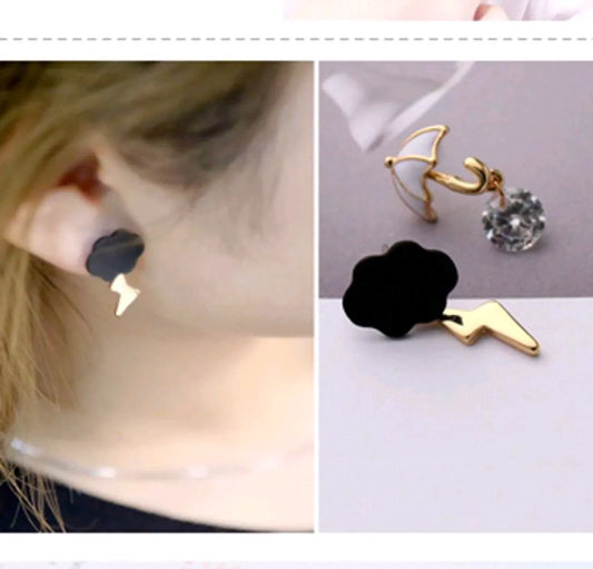 Korean Fashion Sweet Ol Cloud Umbrella Zircon Asymmetric Earrings Yiwu Gooddiy Wholesale