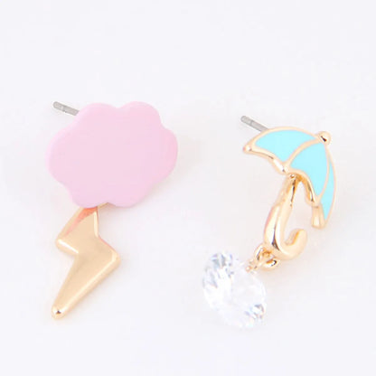 Korean Fashion Sweet Ol Cloud Umbrella Zircon Asymmetric Earrings Yiwu Gooddiy Wholesale