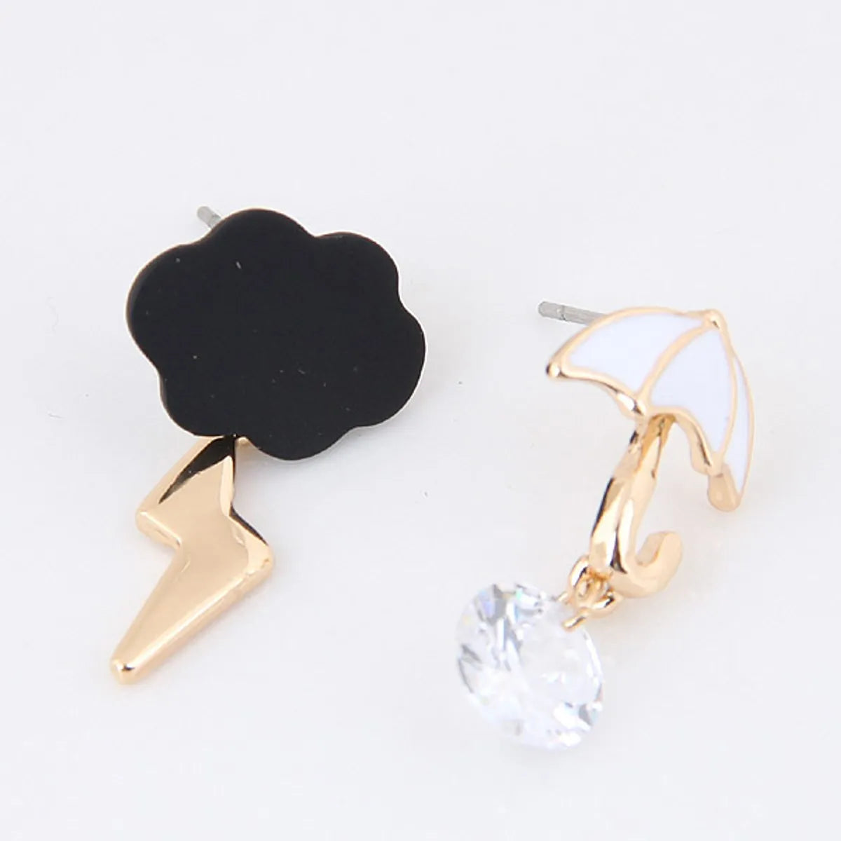 Korean Fashion Sweet Ol Cloud Umbrella Zircon Asymmetric Earrings Yiwu Gooddiy Wholesale