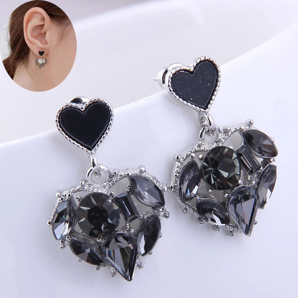 Korean Fashion Sweet Ol Concise Sweet Heart Personalized Earrings