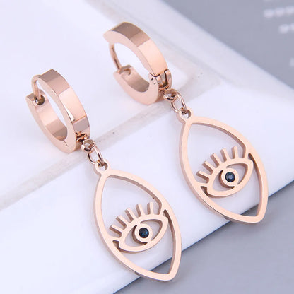 Korean Fashion Sweet Ol Devil Eye Titanium Steel Earrings Wholesale