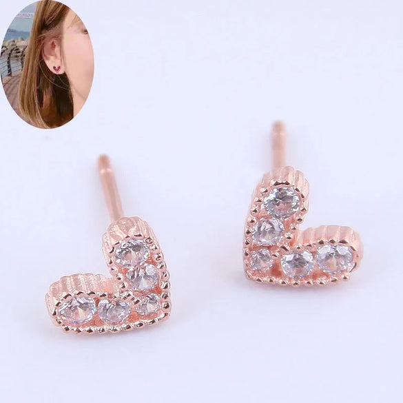 Korean Fashion Sweet Ol Small Flash Diamond Love Earrings