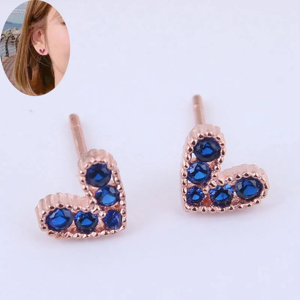 Korean Fashion Sweet Ol Small Flash Diamond Love Earrings