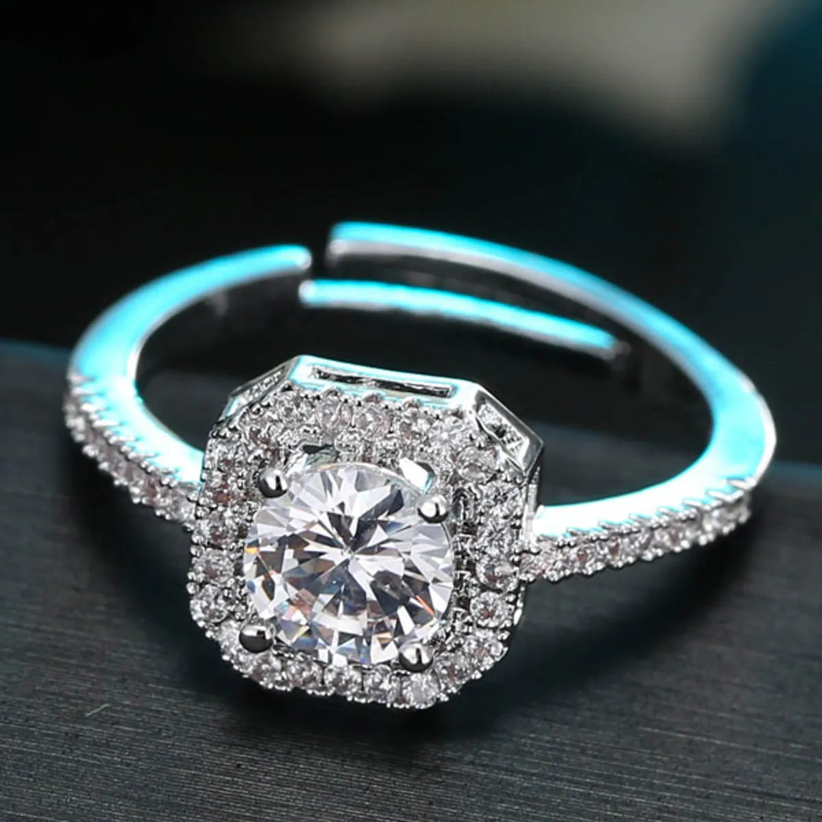 Korean Fashion Sweet Zircon Square Diamond Ring