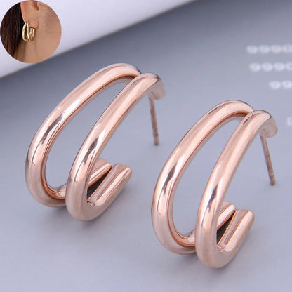 Korean Fashion Titanium Steel Geometric Personality Exaggerated Earrings