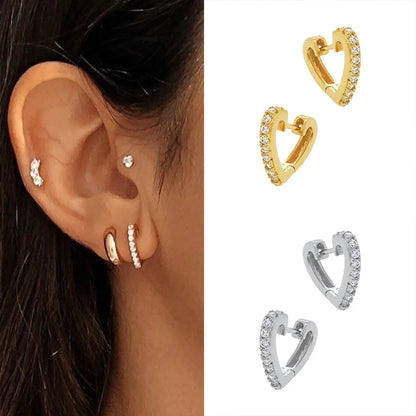 Korean Fashion Trend Earrings Heart Micro-inlaid Rhinestone Earrings Female Wholesale