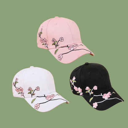 Korean Fashion Wild Embroidery Plum Baseball Cap