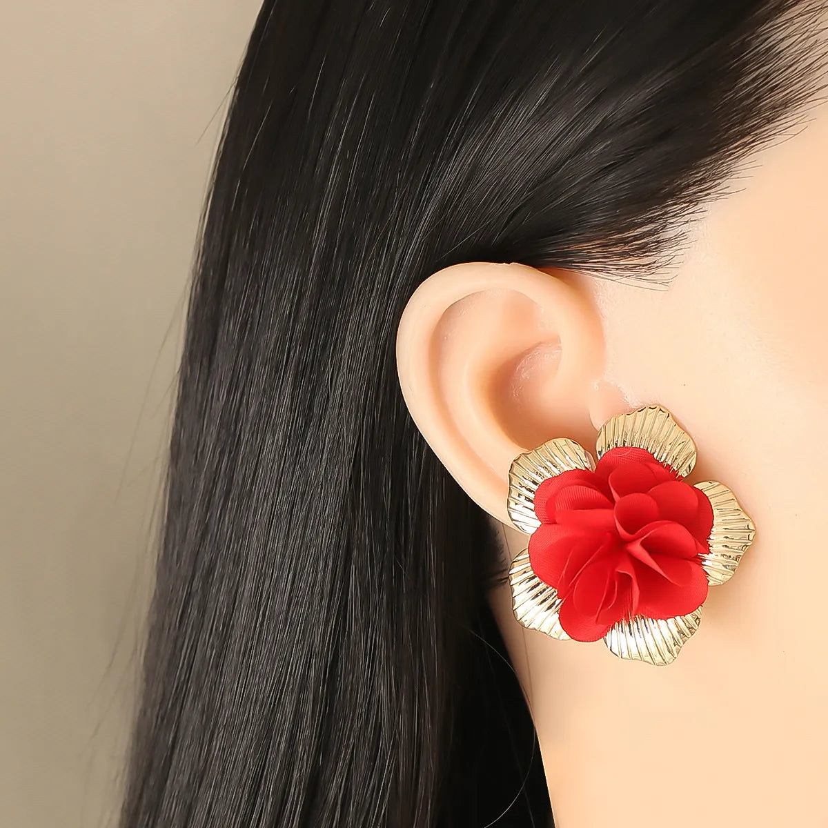 Korean Flower Cloth Earrings Wholesale