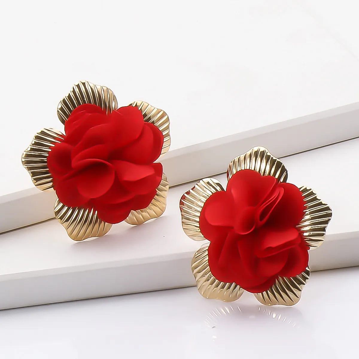 Korean Flower Cloth Earrings Wholesale