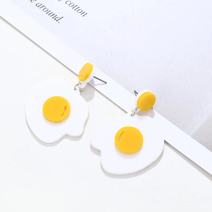 Korean Fried Eggs Sweet And Cute Girl Line Hot-saling Acrylic Alloy Earrings