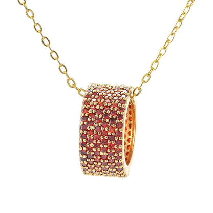 Korean Full Rhinestone Pendant Copper Necklace