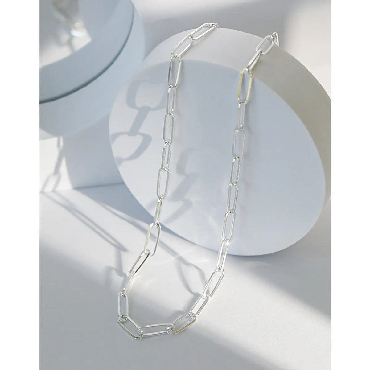 Korean Geometric Chain Clavicle S925 Sterling Silver Necklace Female