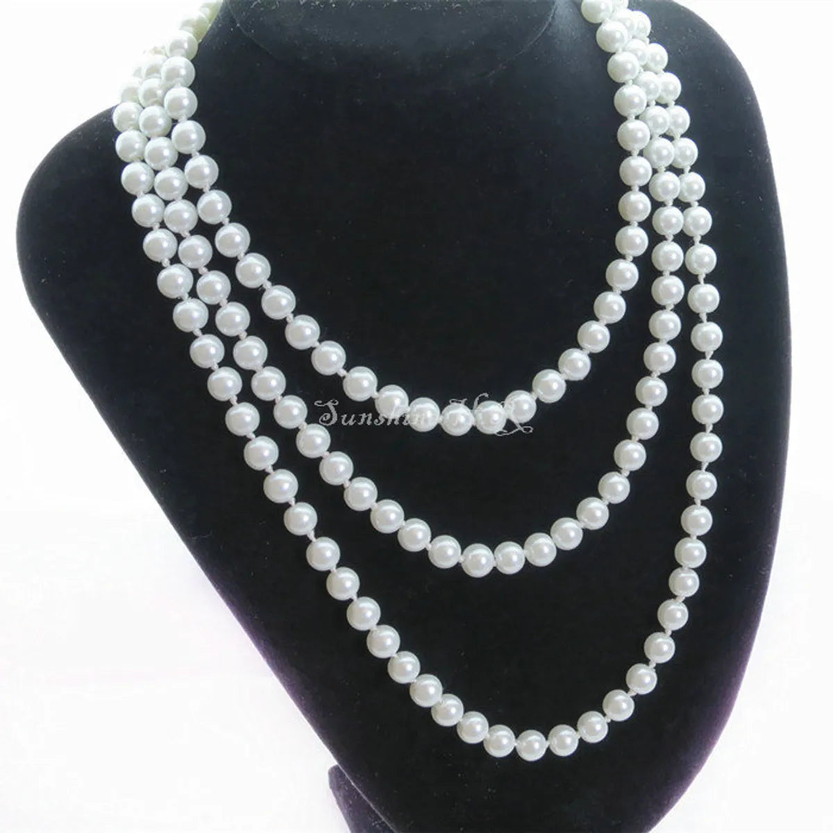 Korean Geometric Pearl Chain Necklace