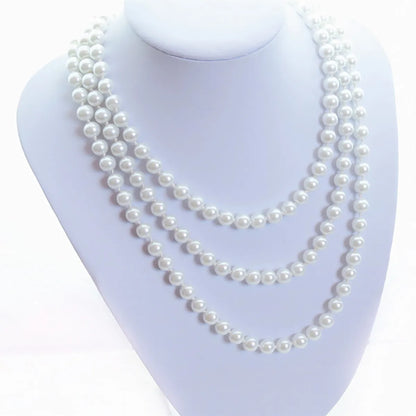 Korean Geometric Pearl Chain Necklace