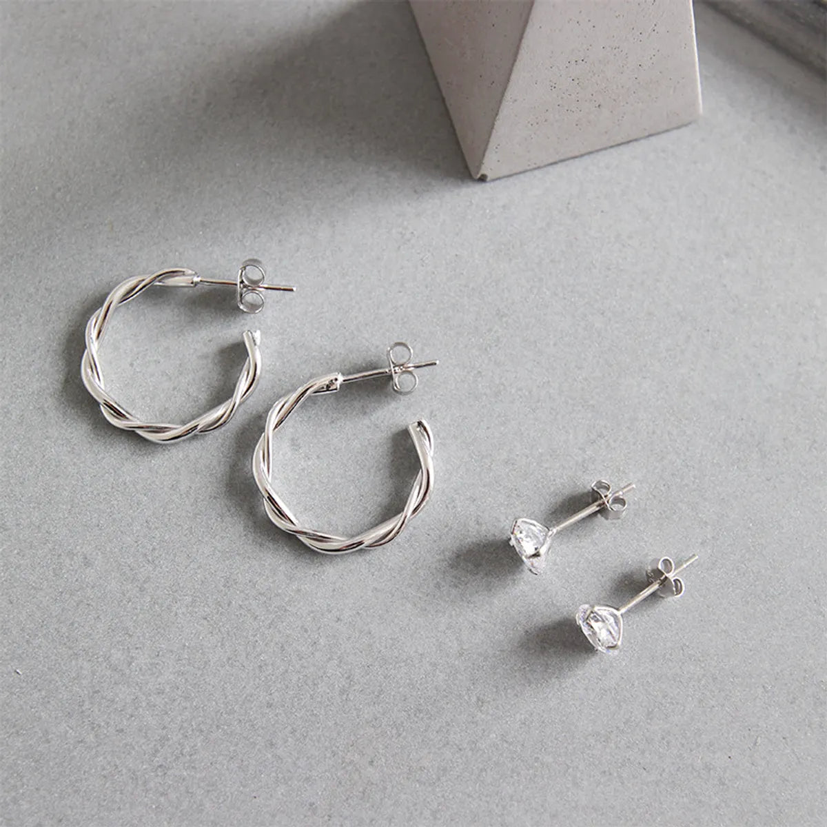 Korean Geometric Sterling Silver Earplugs Accessories Wholesale