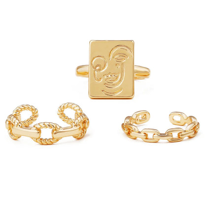 Korean Golden Smile Face Twist Woven Ring