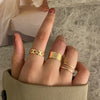 Korean Golden Smile Face Twist Woven Ring