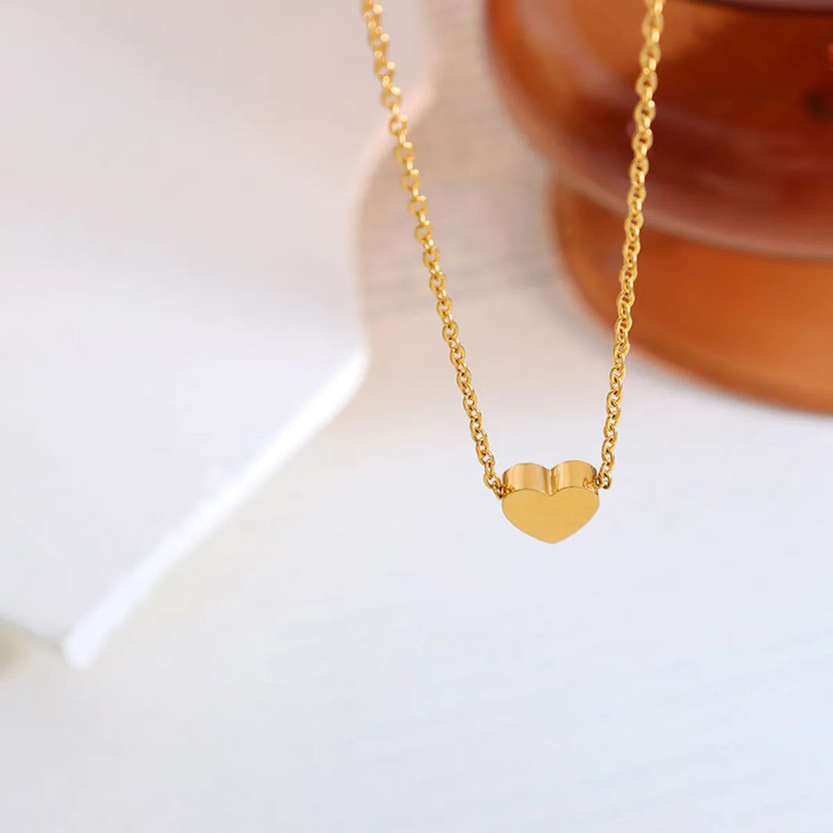 Wholesale Jewelry Simple Style Heart 304 Stainless Steel 18K Gold Plated Plating Necklace