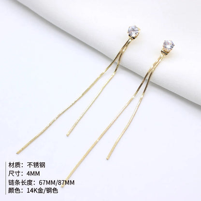 Korean Long Chain Tassel Jewelry New 316l Titanium Steel Earrings