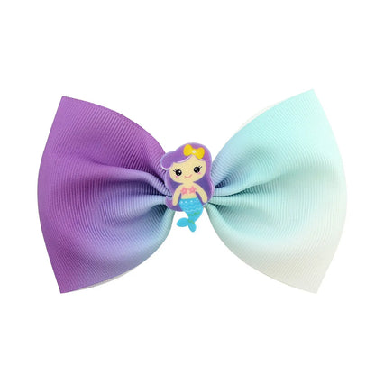 Korean Mermaid Acrylic Cartoon Bow Barrettes Children'S Hair Accessories Baby Side Clip Press Clip Bang Clip 929