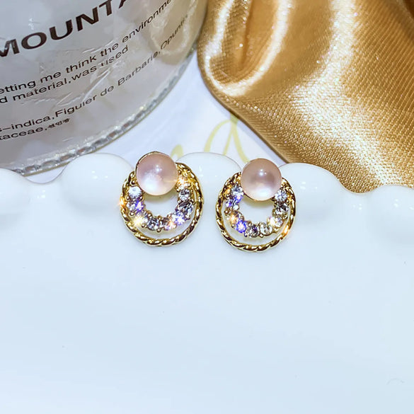 Geometric Alloy Artificial Gemstones Earrings