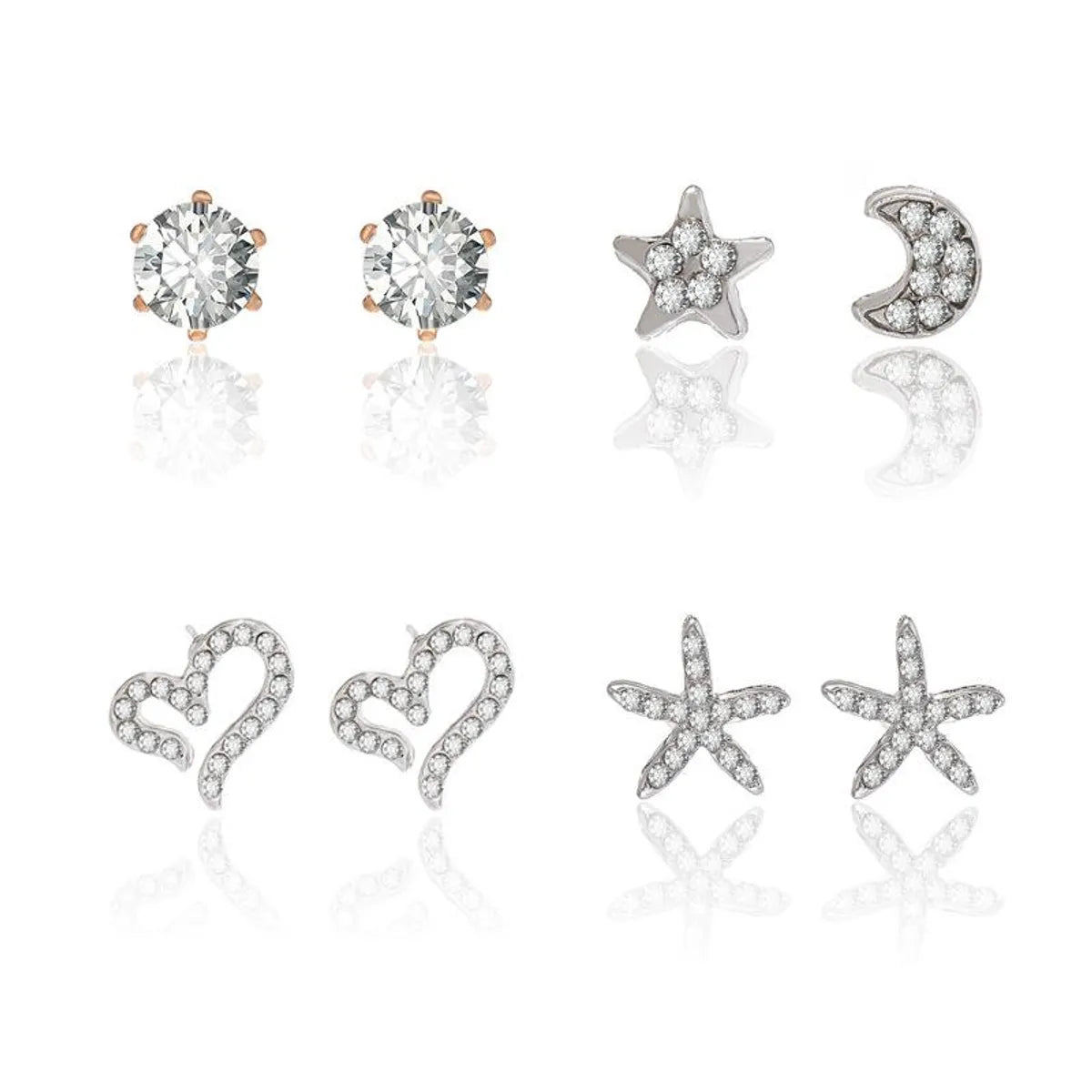 Heart Alloy No Inlaid Earrings Ear Studs