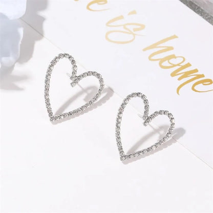 Simple Style Heart Plating Alloy Artificial Gemstones Earrings Ear Studs