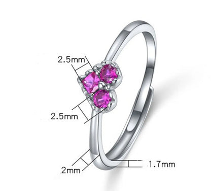 Korean New Fashion Heart-shape S925 Silver Inlaid Zircon Ring