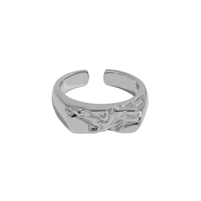 Korean Niche Design Irregular S925 Sterling Silver Micro-Inlaid Zircon Open Ring Female