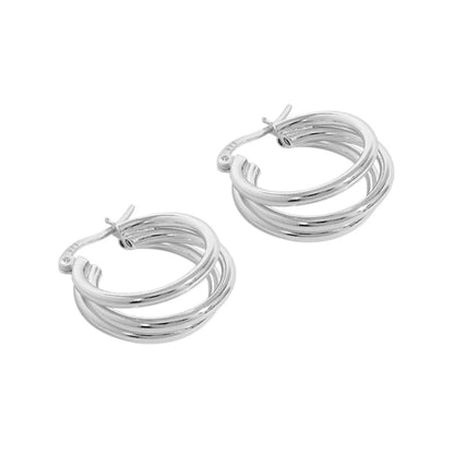 Korean Niche Design Sense Simple Geometric Multi-Layer Circle S925 Sterling Silver Earrings